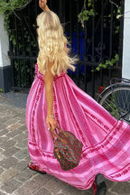 Kleid mit Fransen in Rosa