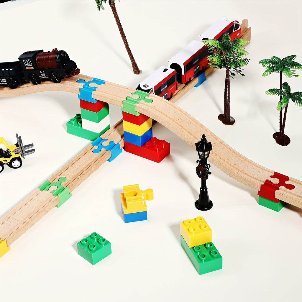 Set von 7-14 Bunt Holzgleisadaptern: Verstellbare Verbinder für den Modellbau