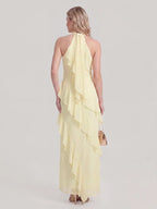 Maxikleid mit Neckholder und Rüschen