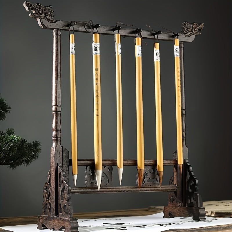 Elegantes Traditionelles Kalligrafie-Pinselregal – Handgefertigt inklusive 12 Schlitzen