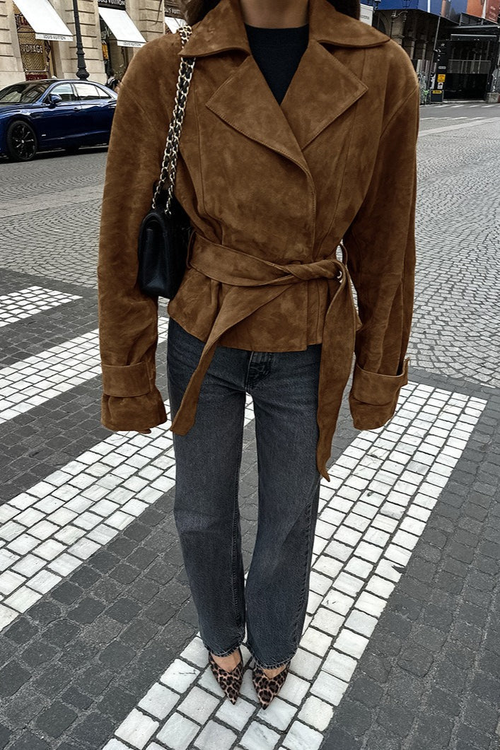 Gürtel mit Wildleder in Braun