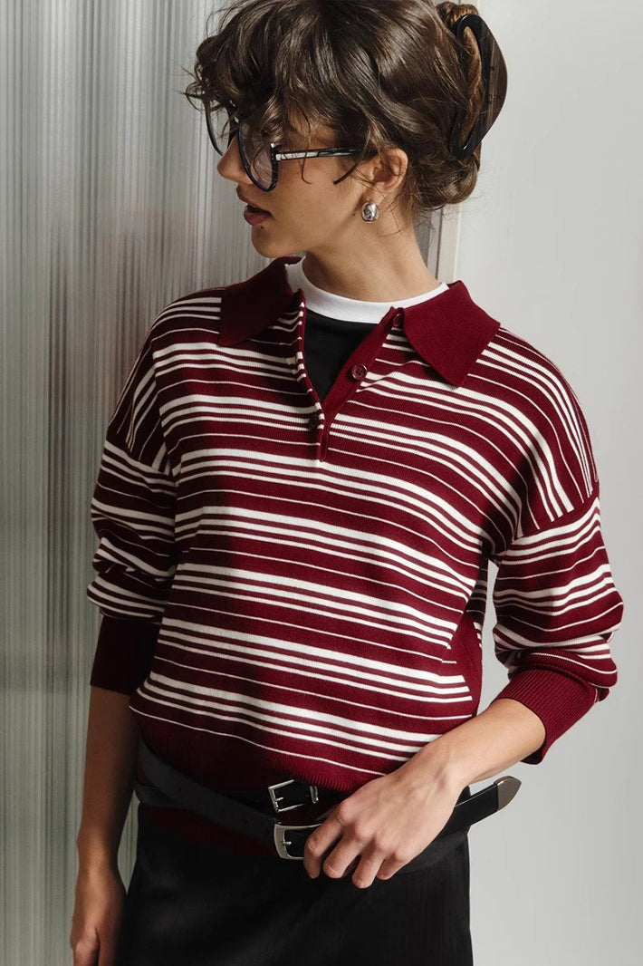 Pullover mit Streifenmuster und Strickstruktur