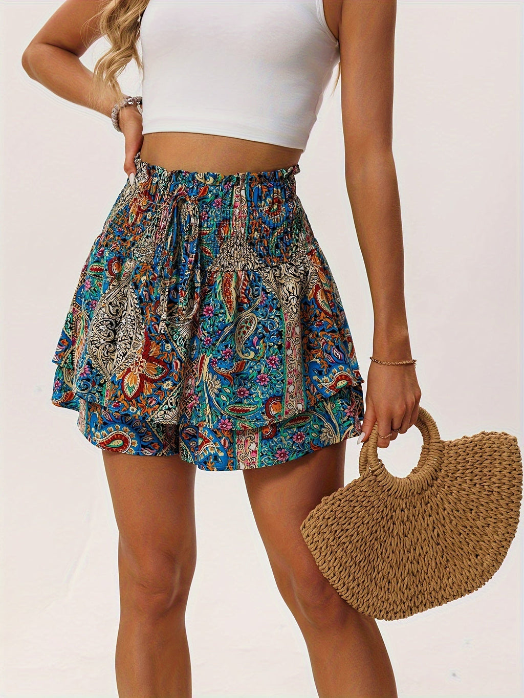 Urlaubs-Damenshorts Blumenmuster – Bequem und Weiblich