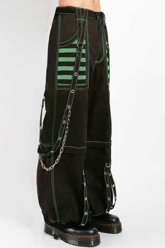 Jeans mit weitem Bein in Grün