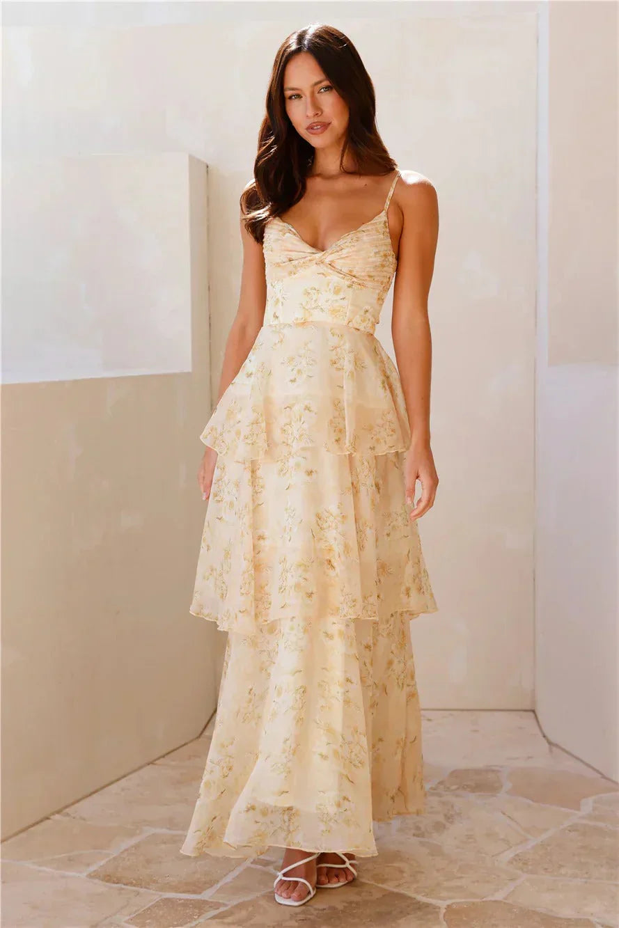 Sun – Maxikleid mit Volants und Falten