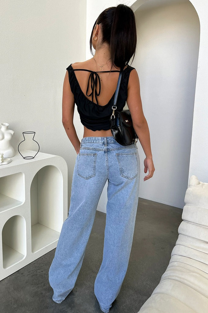 Jeans mit niedriger Taille in Blau