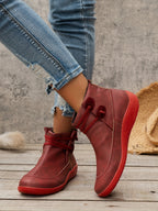 Stiefel in Lederoptik im Vintage-Look mit flachem Absatz