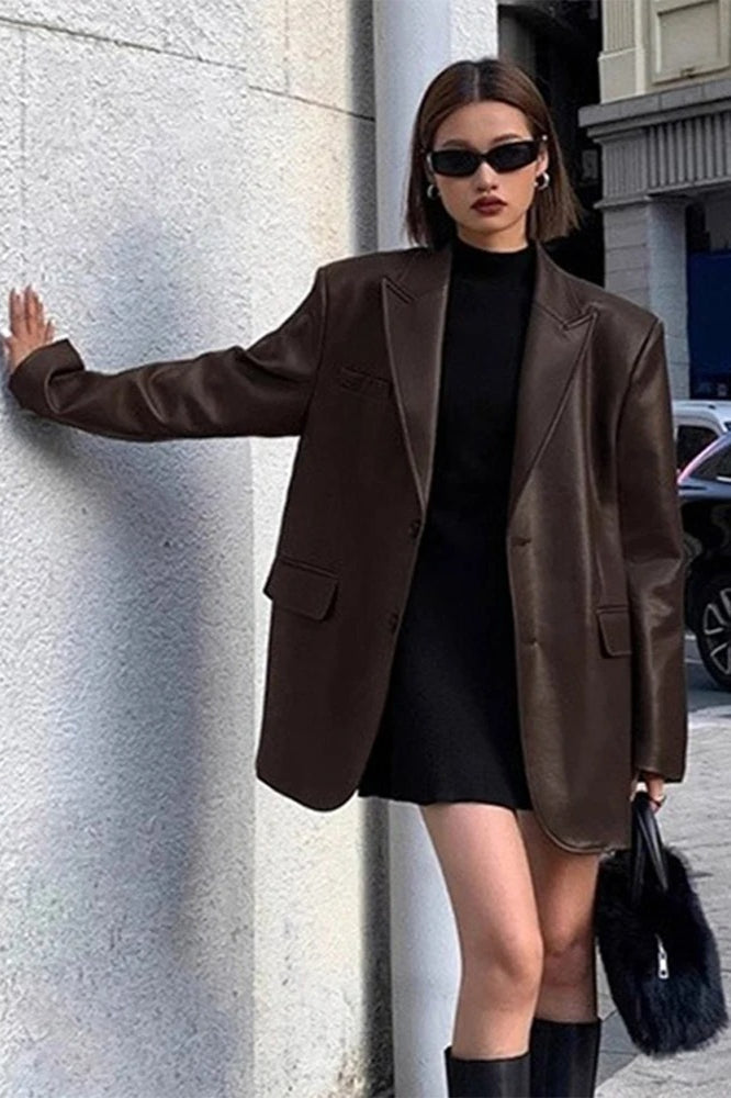 Blazer mit Kunstleder