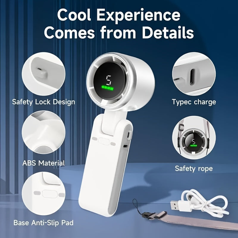 Kompakter Turbo Handventilator – 3-in-1 USB wiederaufladbar inklusive 5 Geschwindigkeiten