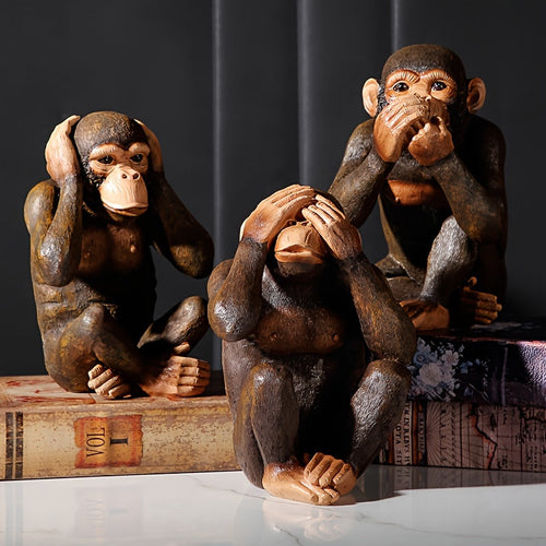 Affenskulpturen Set von 3 Skulpturen – Verspielt sowie realistisch für dein Interieur