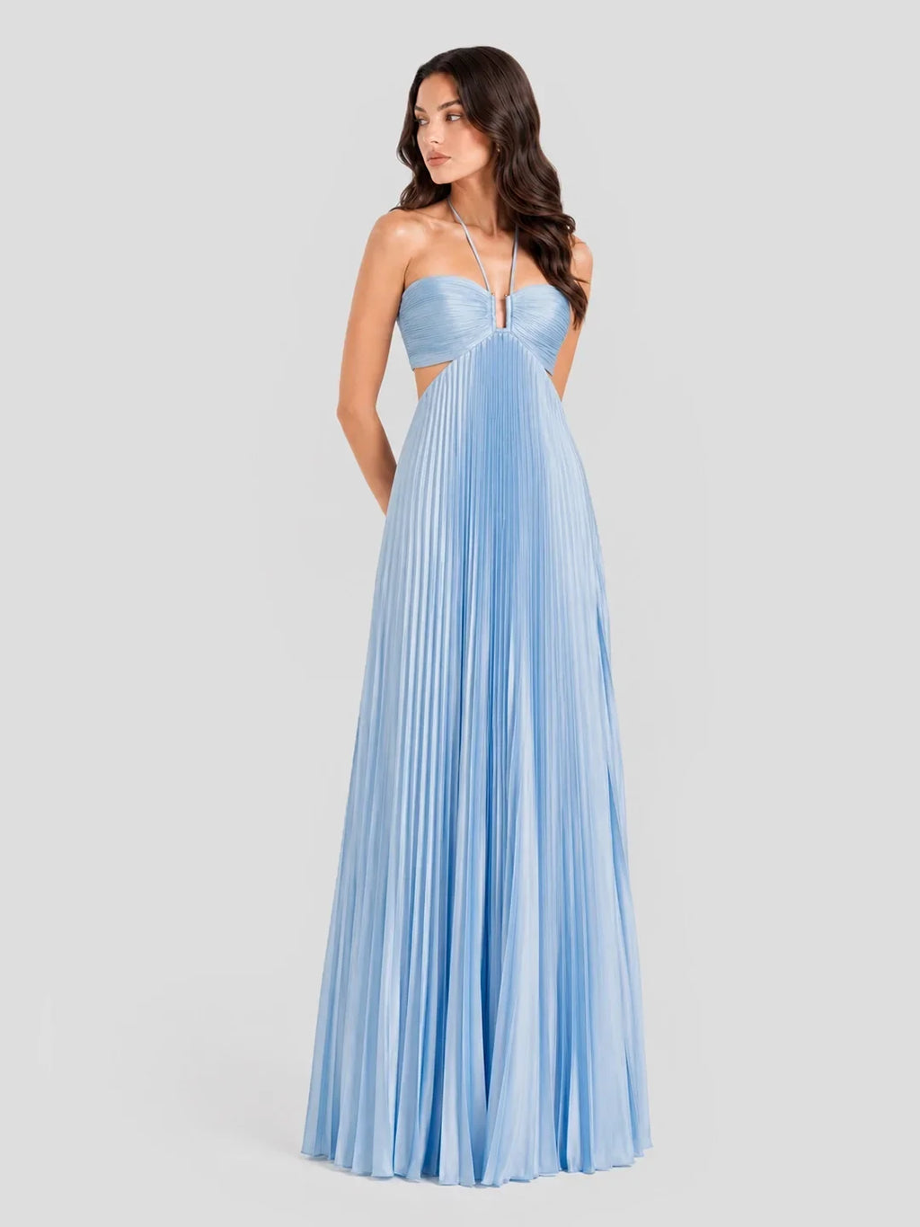 Maxikleid mit V-Ausschnitt und Neckholder