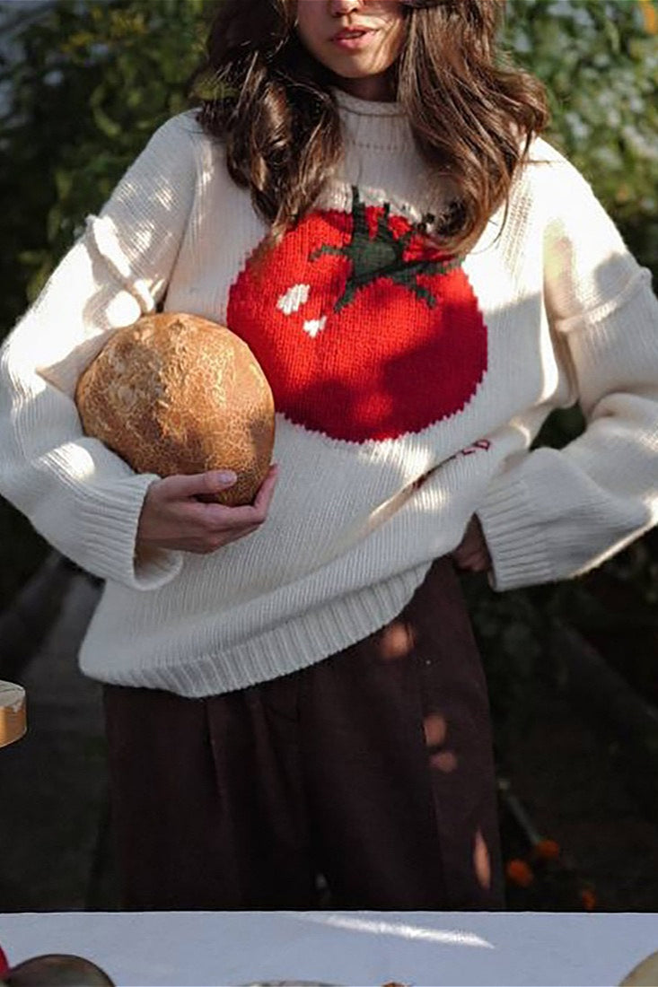 Pullover mit Strickstruktur und Stickerei