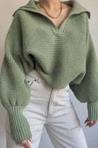Pullover mit Laternenärmeln und Strickstruktur