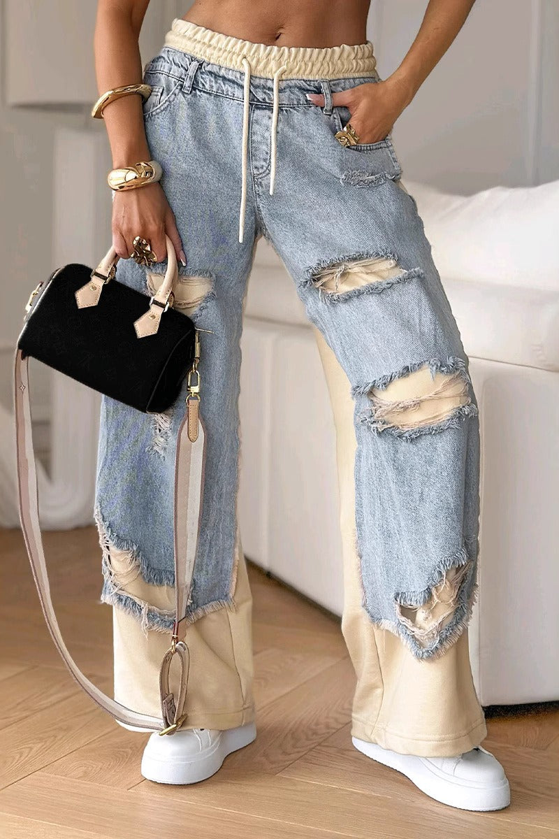 Jeans mit Patchwork und Denim