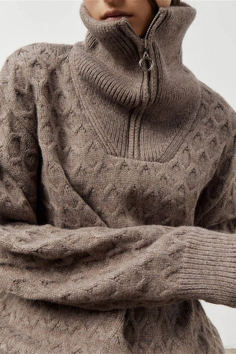 Pullover mit Reißverschluss und Strickstruktur