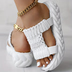 Bequeme Damen Sandalen mit Geflochtenem Obermaterial sowie Plattformsohle