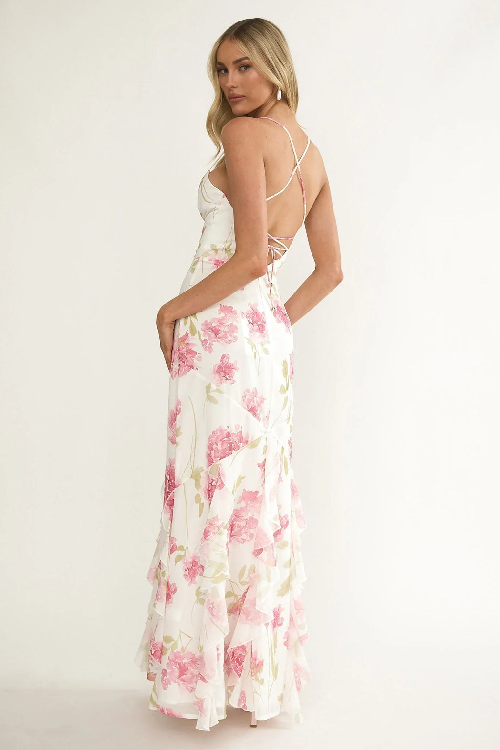 Charlisa – Maxikleid mit Rüschen und Blumenmuster