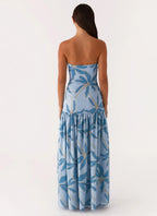 Damen Bandeau-Maxikleid mit Blumenmuster und Beinschlitz