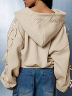 Hoodie mit Reißverschluss, Schleifendetail und Stickerei