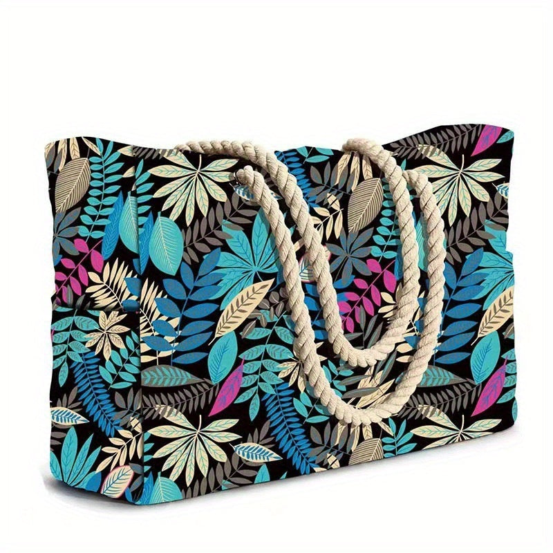 Gestreifte Strandtasche inklusive großem Fassungsvermögen – Langlebiges Polyester mit Reißverschluss