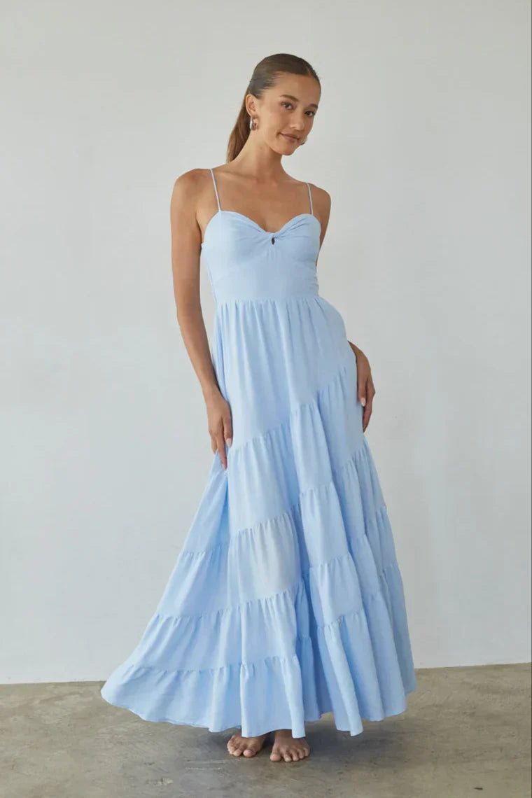 Donna – Maxikleid mit Volants und Smok-Einsatz