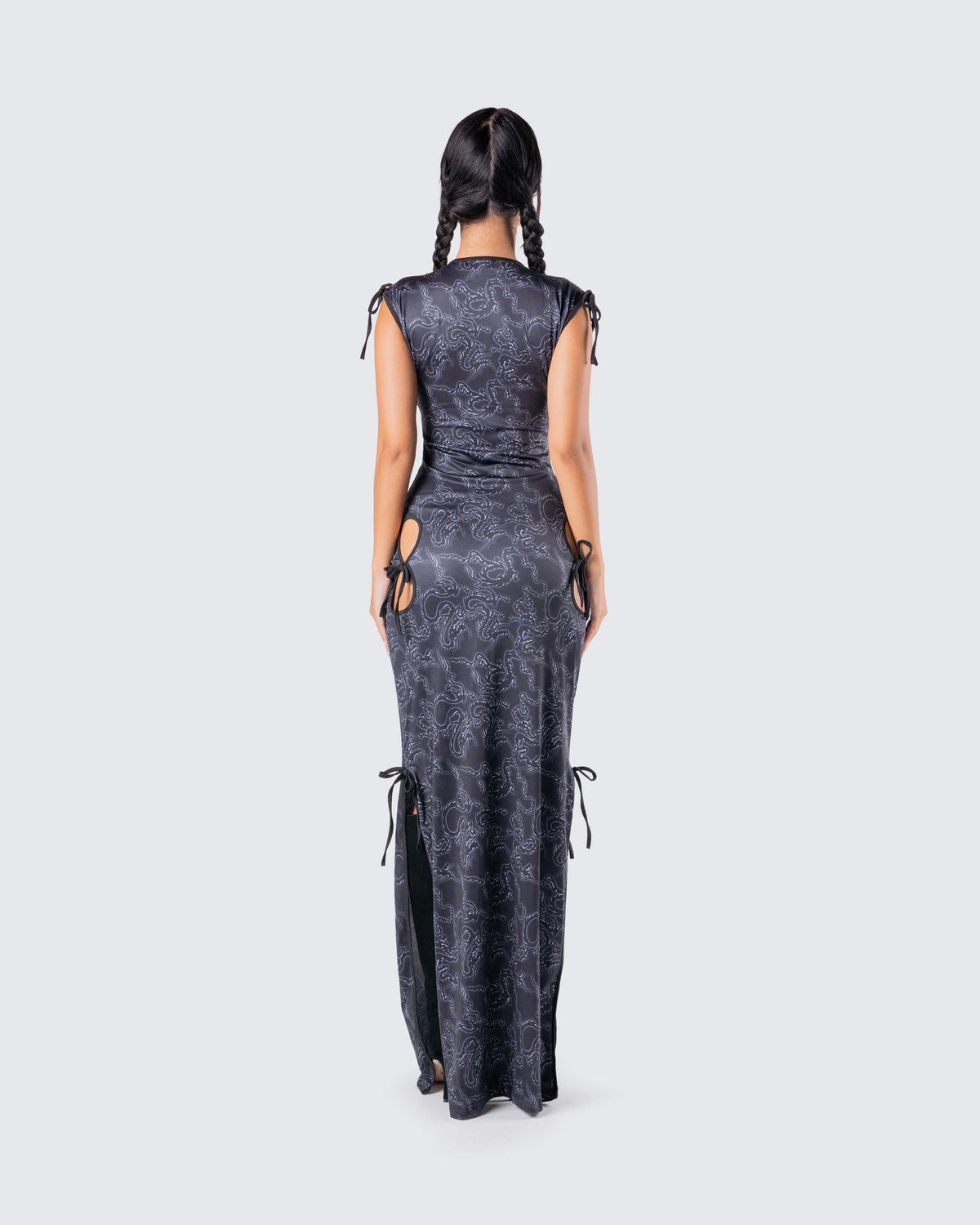 Damen Maxikleid mit Cut-outs und Bindebändern