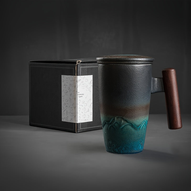Handgefertigte Keramische Teetasse mit Sieb – Authentisches Design sowie Praktische Nutzung