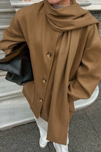 Locker geschnittener Mantel mit Wolle in Khaki