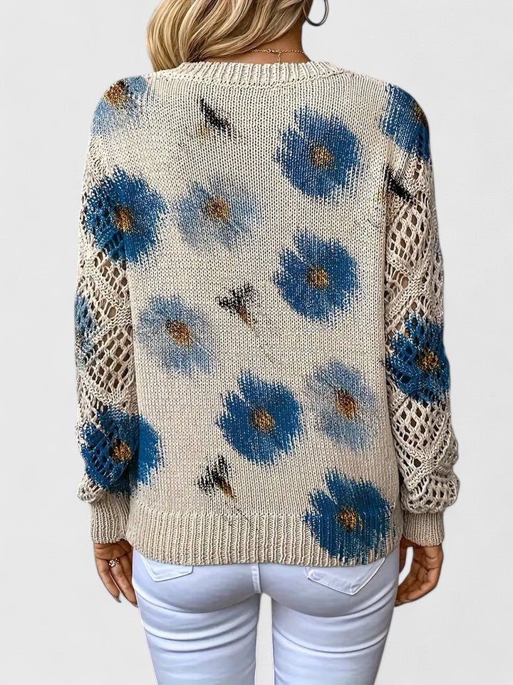 Lässiger Blumen-Pullover