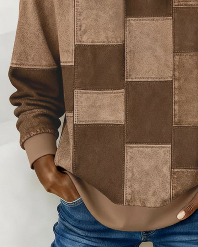 Schicker Langarm-Karierten Kapuzenpullover