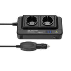 Kompakter 200W Auto-Stromwandler: Dual-Steckdosen & Quad USB