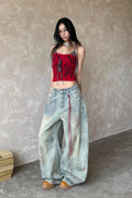 Jeans mit Denim in Blau locker geschnitten