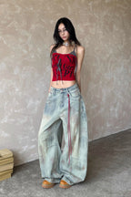 Jeans mit Denim in Blau locker geschnitten