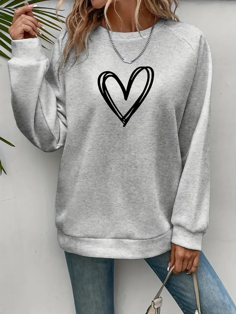 Lässiger Pullover mit Herzmotiv