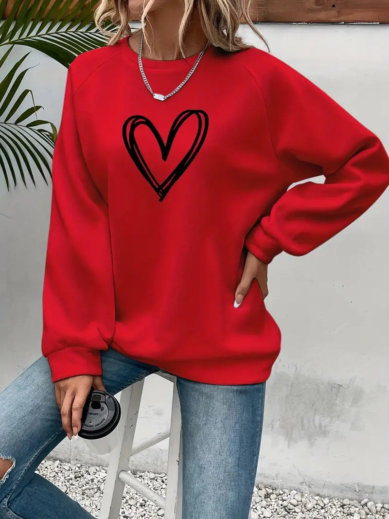 Lässiger Pullover mit Herzmotiv