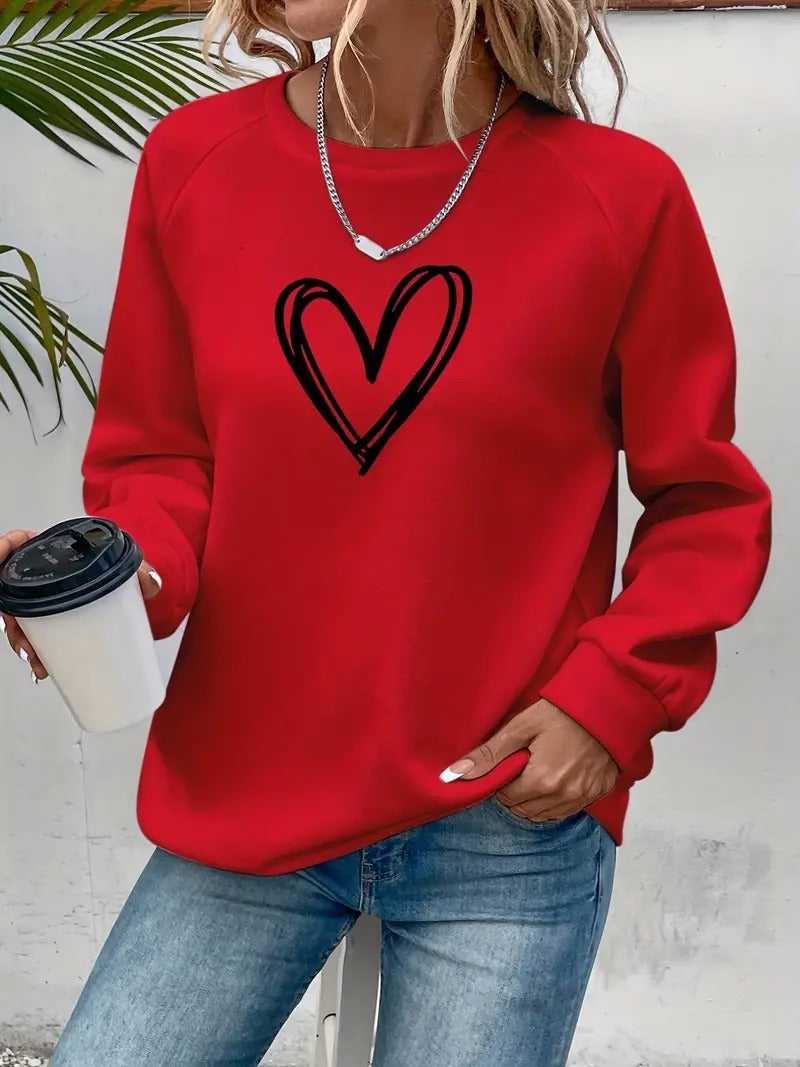 Lässiger Pullover mit Herzmotiv