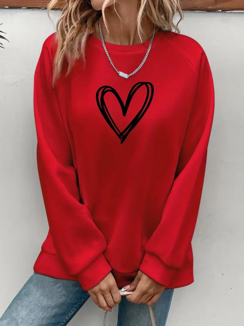 Lässiger Pullover mit Herzmotiv