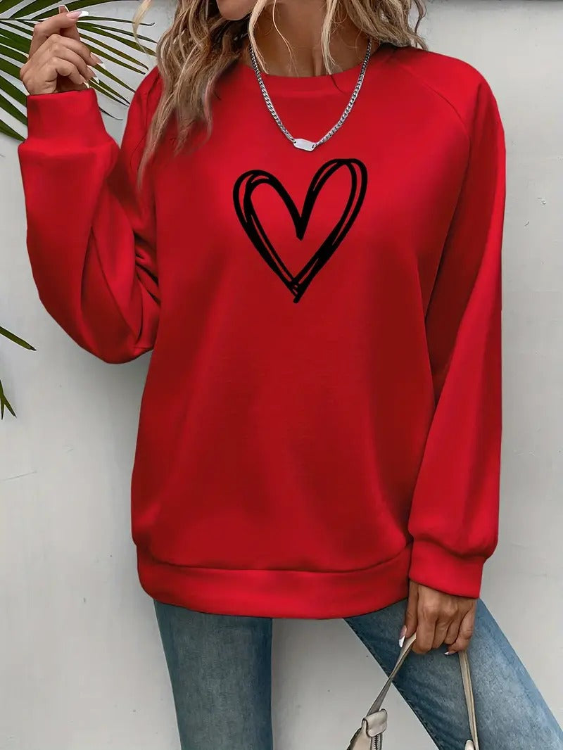 Lässiger Pullover mit Herzmotiv