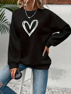 Lässiger Pullover mit Herzmotiv