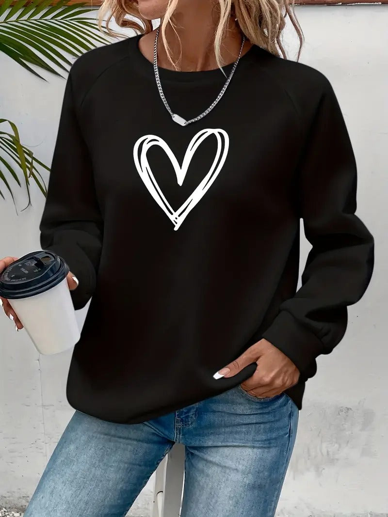 Lässiger Pullover mit Herzmotiv