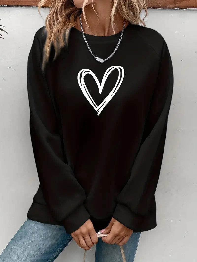 Lässiger Pullover mit Herzmotiv