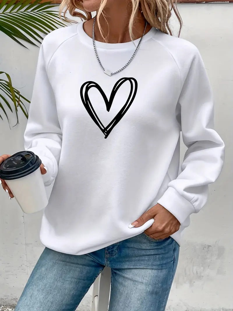 Lässiger Pullover mit Herzmotiv