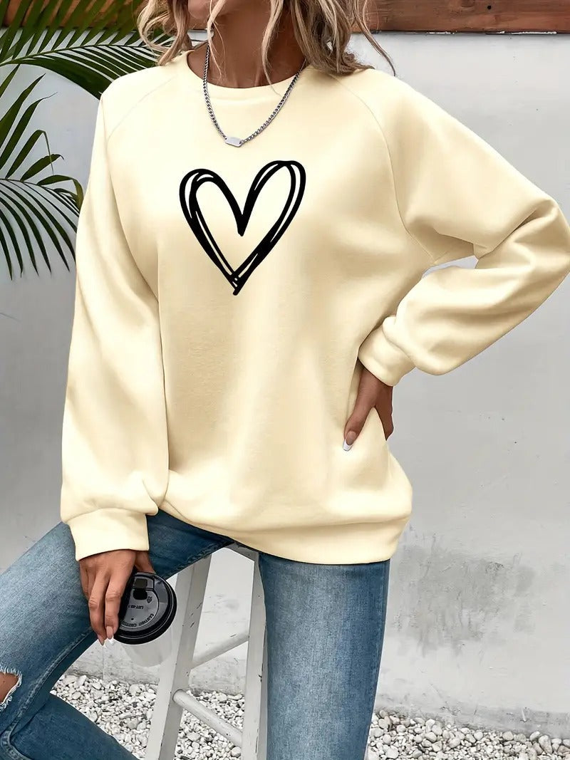 Lässiger Pullover mit Herzmotiv