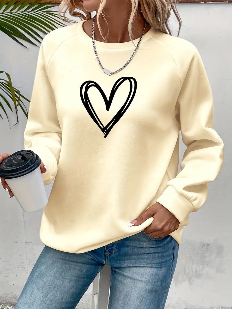 Lässiger Pullover mit Herzmotiv