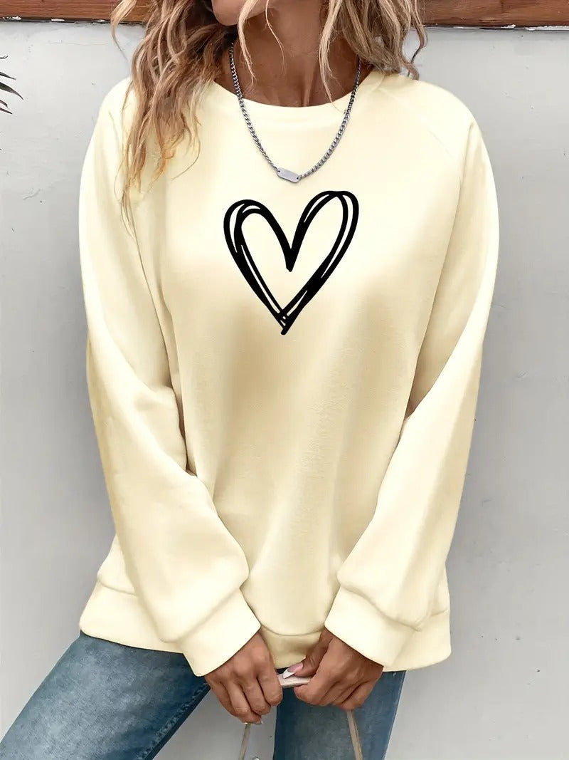Lässiger Pullover mit Herzmotiv