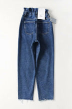 High-Waist Straight-Leg-Jeans – Blau