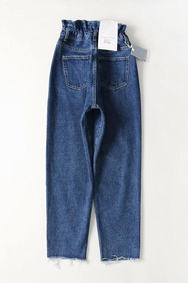 High-Waist Straight-Leg-Jeans – Blau