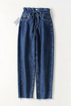 High-Waist Straight-Leg-Jeans – Blau