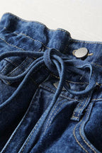 High-Waist Straight-Leg-Jeans – Blau