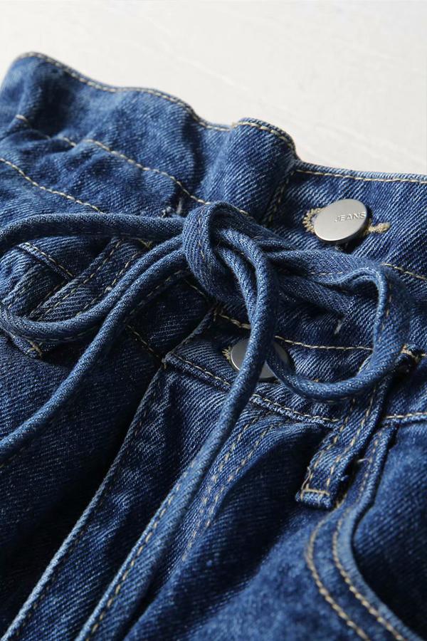 High-Waist Straight-Leg-Jeans – Blau